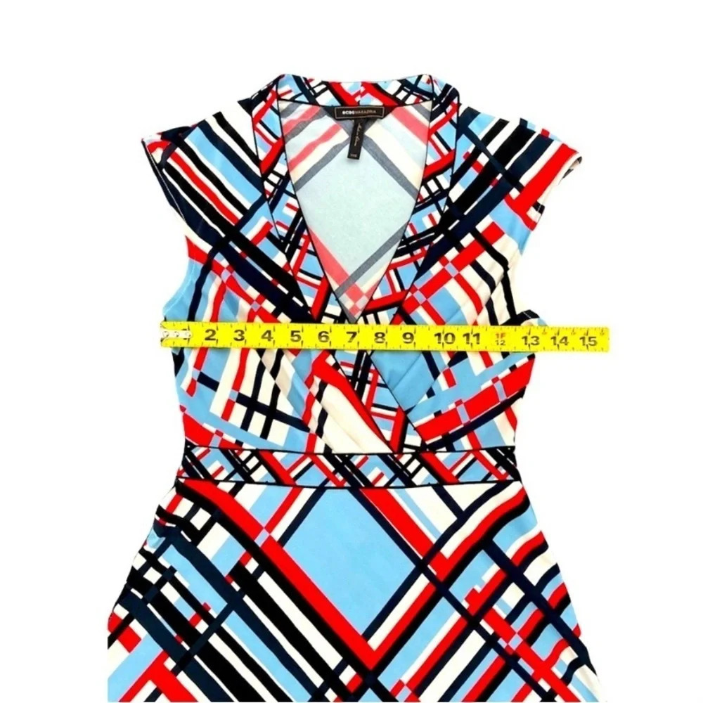 BCBG MAXAZRIA Y2K Dress XXS, Crossover Fit & Flare - Picture 5 of 8